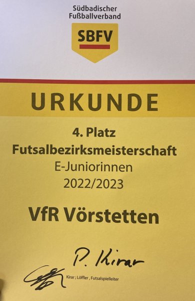 28.01.23 Futsalturnier Urkunde