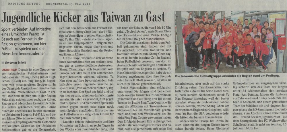 05.07.2023 Freundschaftsspiel gegen ein Mädchenteam aus Taiwan