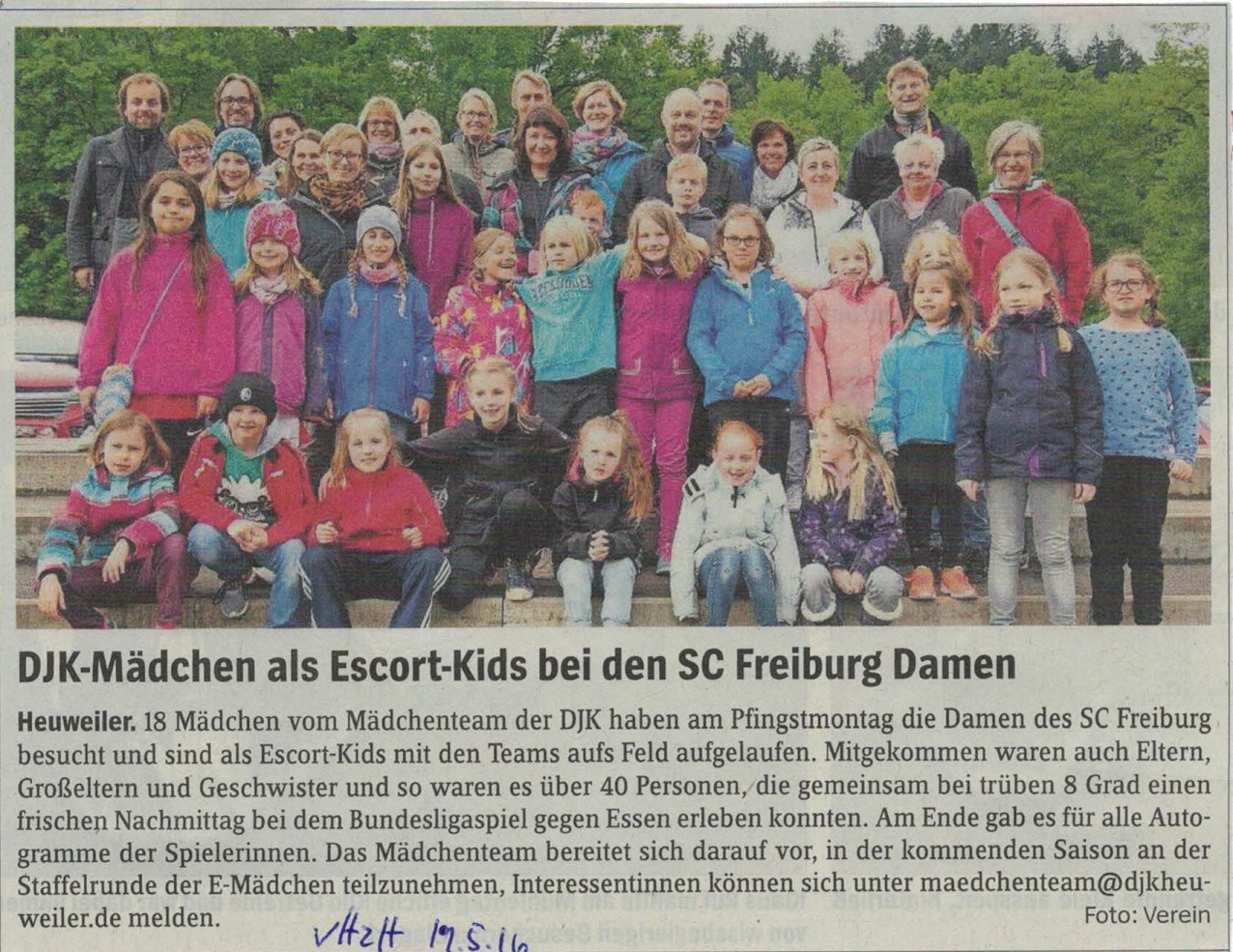 16.05.2016 Die Mädchen vom DJK Heuweiler besuchen die Damen des SC Freiburg